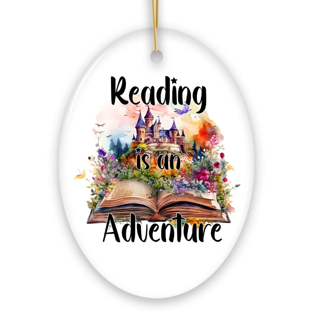 Reading is an Adventure Ornament, Book Lover of Fiction Christmas Gift
